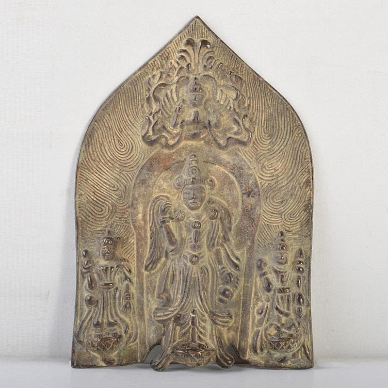 仏教美術　古銅　朝鮮李朝仏　仏像　押出仏　打出仏　置物　M　R6884