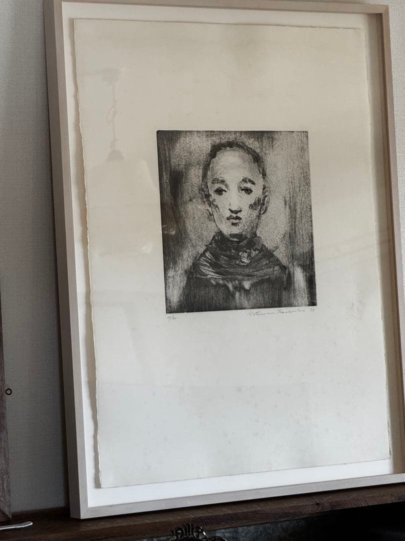 舟越桂　古い鏡　リトグラフ 肖像画 1993年