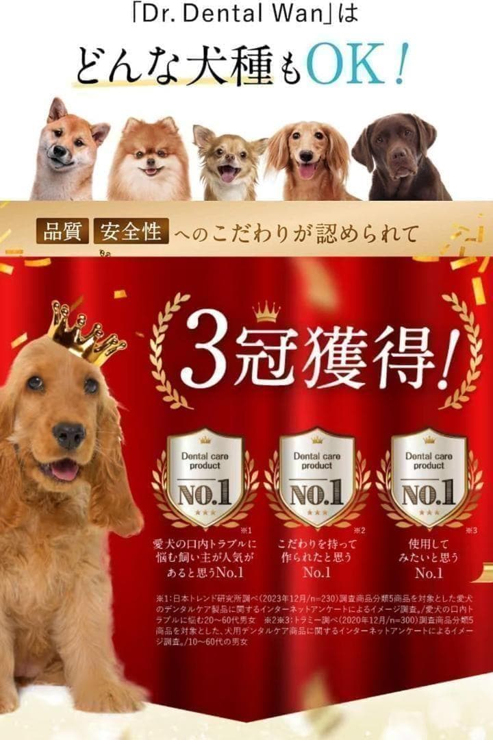 【新品未使用】 ドクターデンタルワン 4個セット 犬 歯磨き 歯ブラシセット