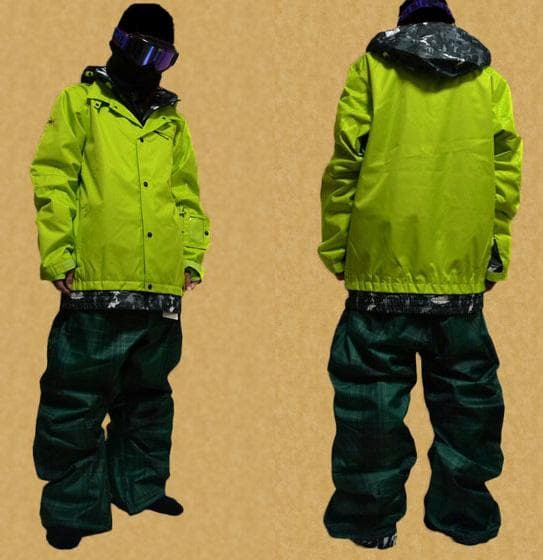 スノーボード ウェア ジャケット×パンツ上下セット■FTD■ライム×緑■Sサイズ