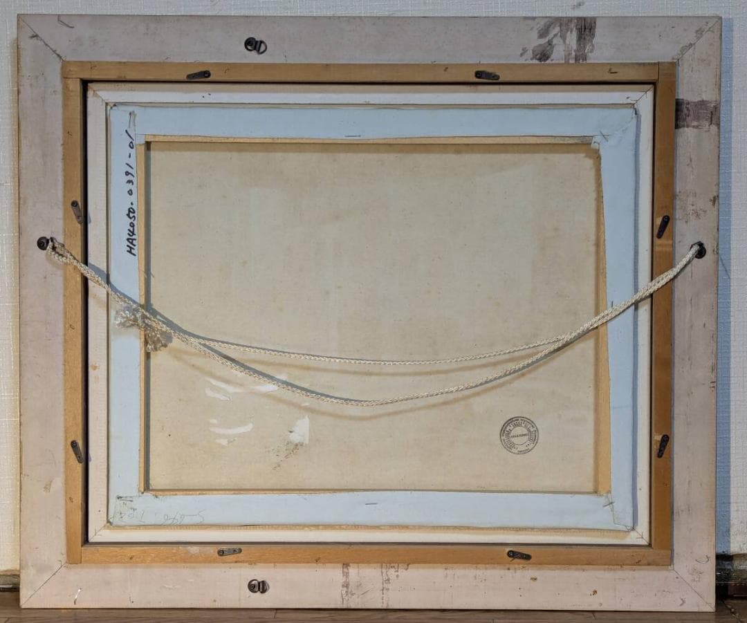 【真作】絵画　ミスフェルト　油彩　釣り人の家の前　印象派風風景画　Z75