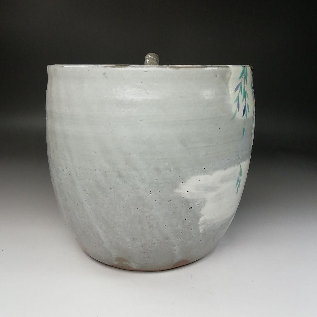 Ｔ２１１　水指　『柳絵』『平安　尾形周平造』　共箱　茶道具