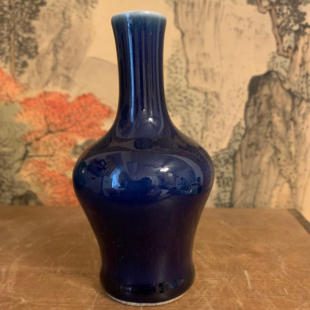 中国美術 祭蓝釉 清康熙　慎德堂博古製　観音瓶