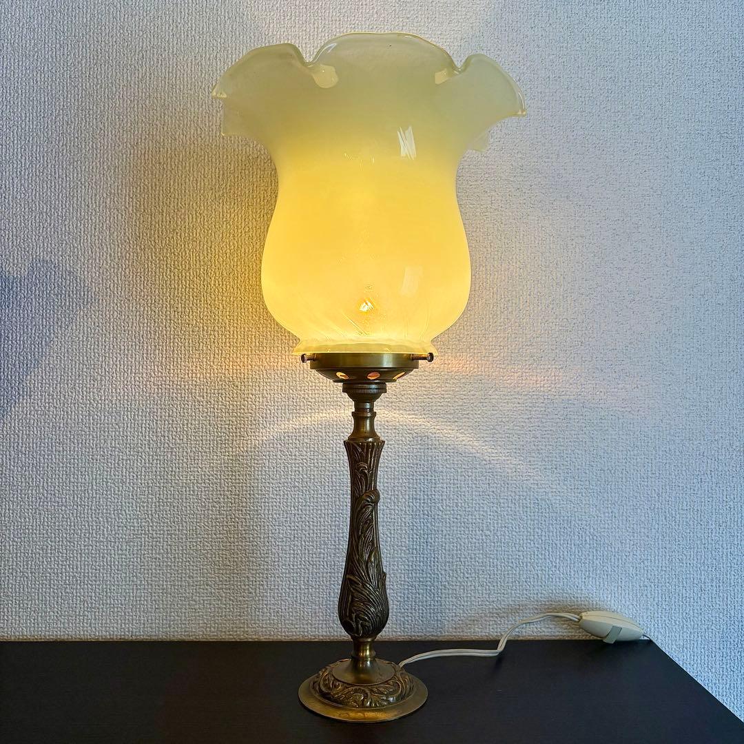 ヴァセリン　シェード　フランスアンティーク　ウランガラスシェード　 L