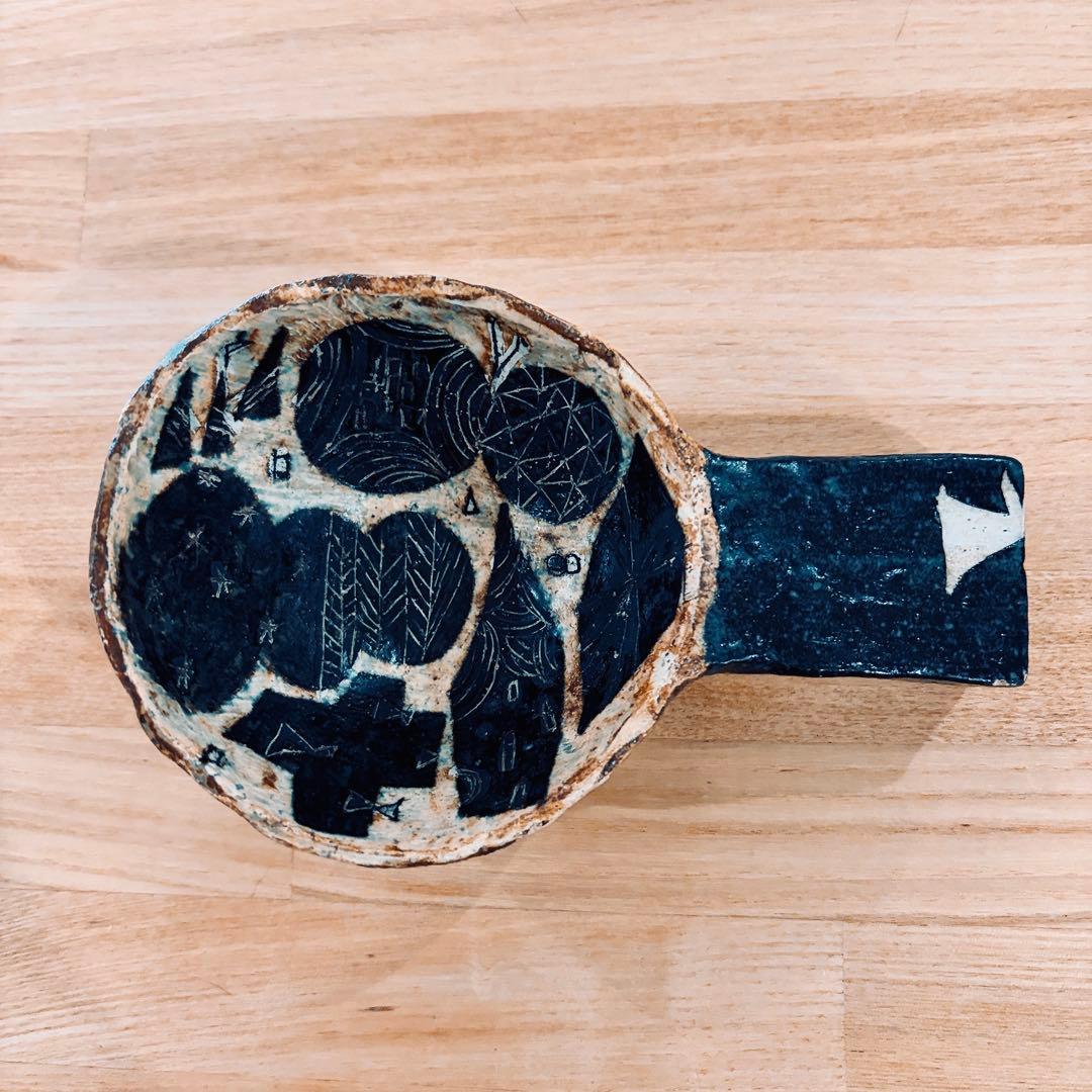 青木寿美子　持ち手付き陶器皿　小鉢