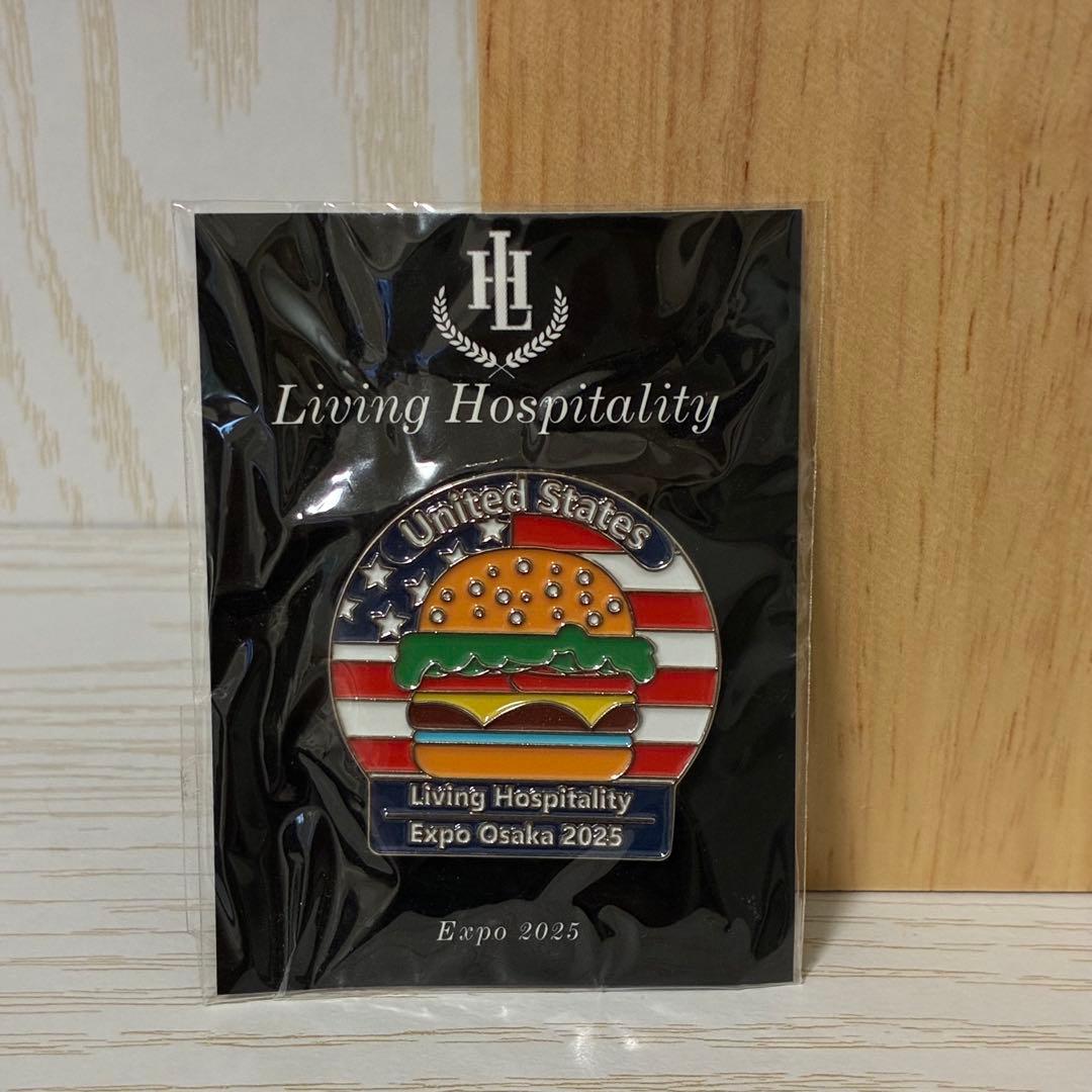 万博 Living Hospitalit ピンバッジ アメリカ館 ハンバーガー