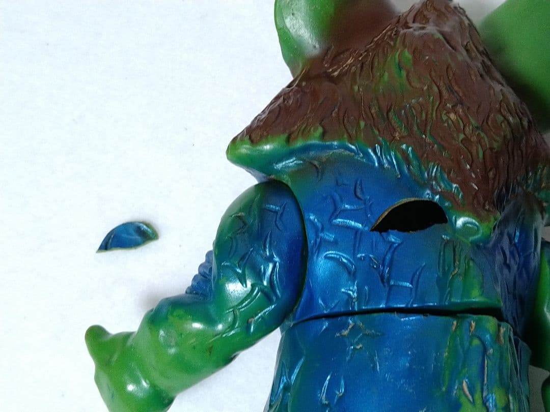 当時物 マルサン イカルス星人 珍色？ ブルースプレー 記名 割れあり ソフビ