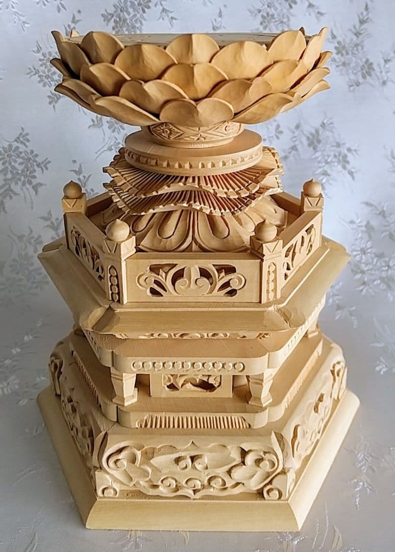 台座のみ 坐像用#543 背切 六角 木彫 仏像付属品