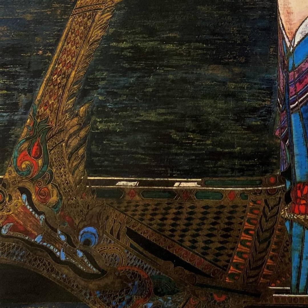 丁紹光、『メコンの船旅』、希少画集画、ティンシャオカン