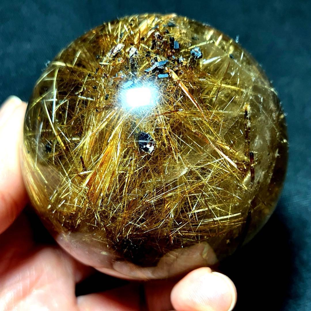 超絶綺麗✨62mm ゴールドルチルクォーツ　丸玉　スフィア　金針水晶