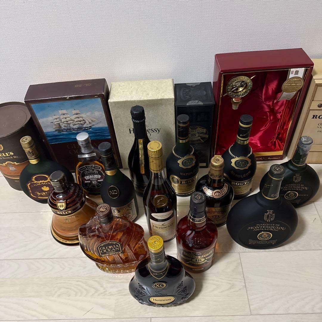 超豪華14本！ヘネシーXO金キャップ・グロリアオーシャン等 プレミアム洋酒セット