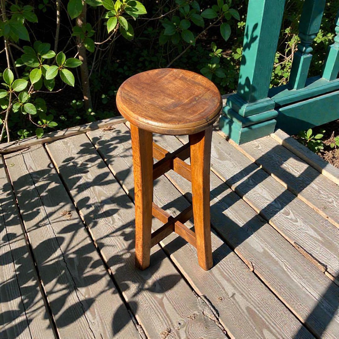 丸椅子・スツール 木製 古道具 アンティーク 無垢材 シャビー イス チェア