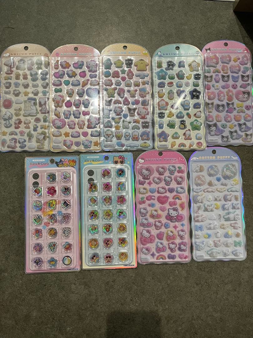 コットンパフィーシール サンリオ　スヌーピー　国内正規品　おはじき　9枚セット