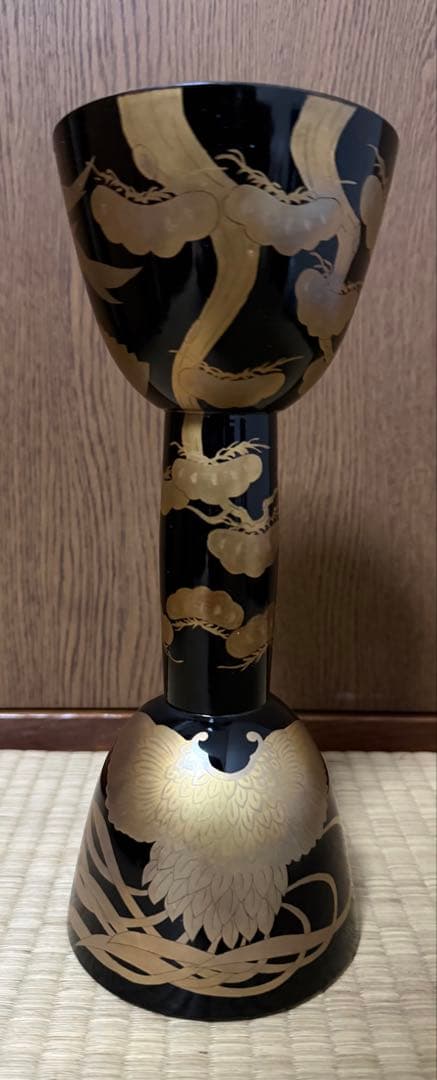 中古　和楽器　蒔絵　鼓　胴　小鼓　木製