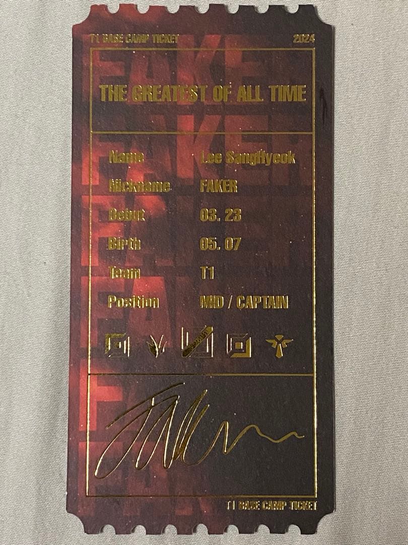 2024 T1 UNIFORM FAKER+FAKER カード