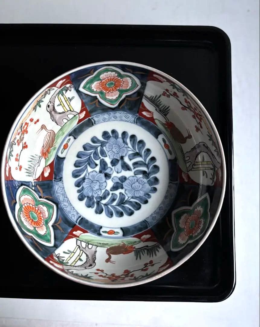 694 骨董 アンティーク 古伊万里 染付 豪華絢爛 色絵鉢 幕末