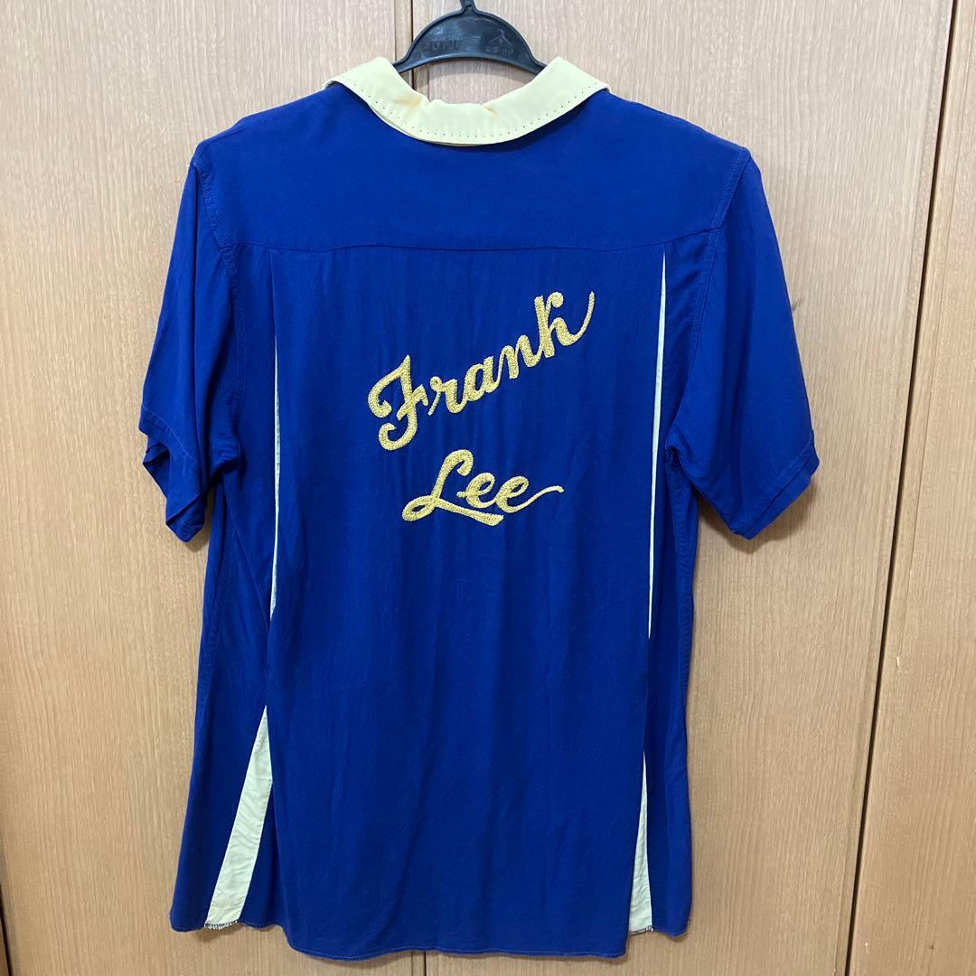 ボーリングシャツ　半袖シャツ　ブルー　チェーンステッチ　NATNAST