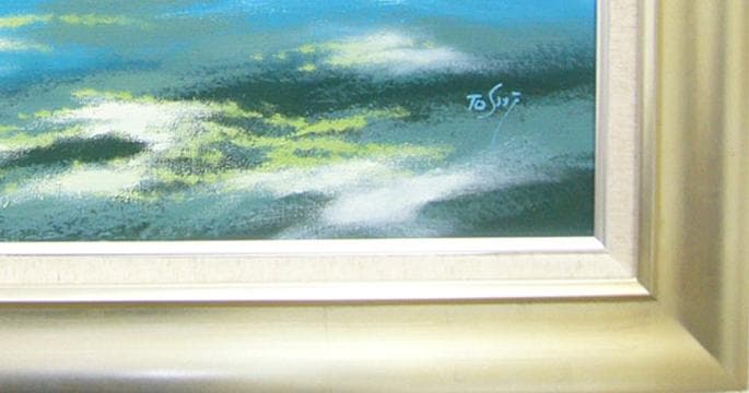 竹内敏彦 絵画 油絵 肉筆油絵 クリスタルブルー 海 ドルフィン