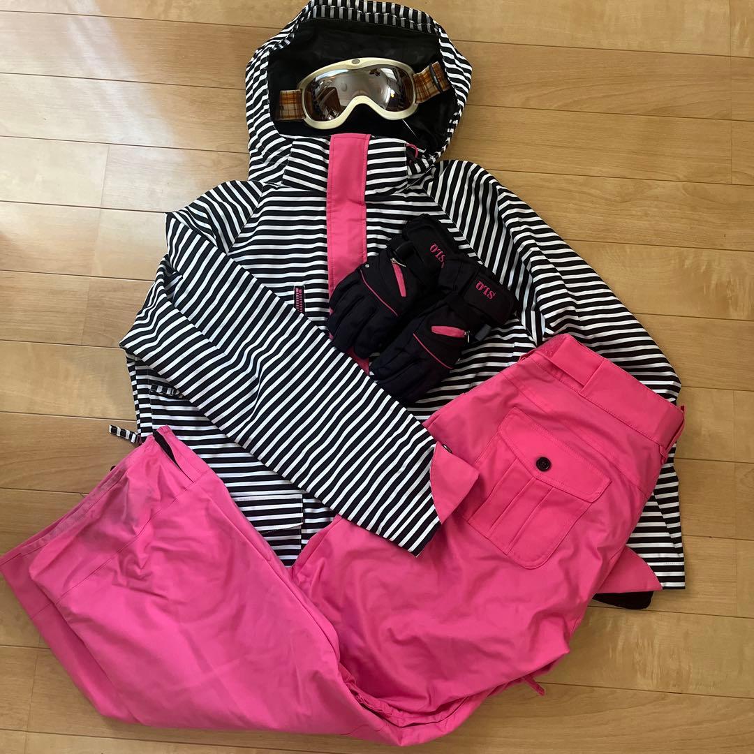 SLQ 4点セット スキー スノボ ウェア レディースM〜L グローブ ゴーグル