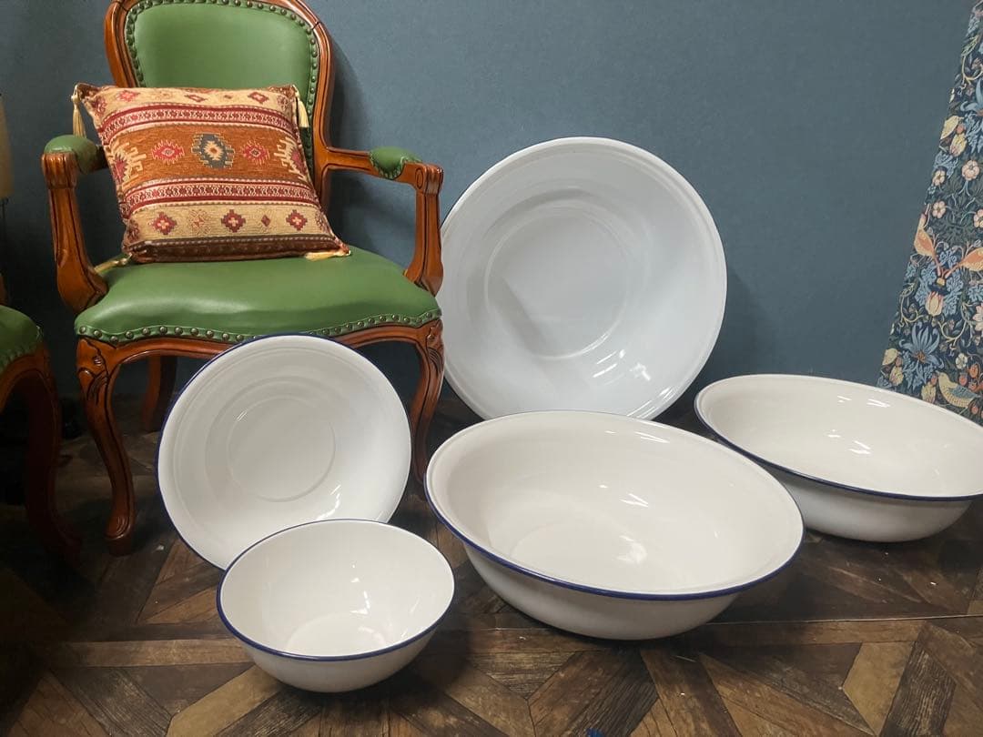 超希少 超特大 ホーロー タライ ベビーバス セット インテリア アンティーク