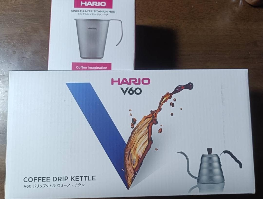 HARIO V60 チタン製 ケトル＋マグ 600mL チタンIH非対応