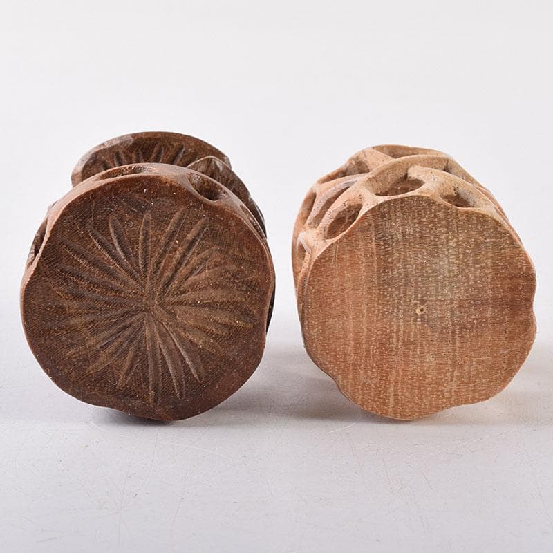 知似久仏手柑彫　香枕　木彫　蓋置　共箱　三点まとめて　V　R8625