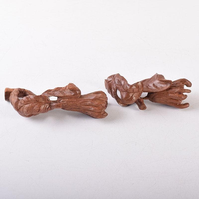 知似久仏手柑彫　香枕　木彫　蓋置　共箱　三点まとめて　V　R8625