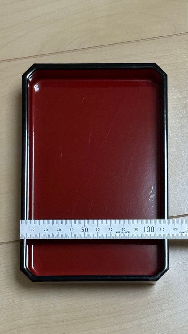 【5個セット　再出品その三】赤い漆器 重箱 蓋付き（鰻の長焼用）新品•未使用