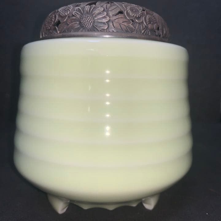 純銀 55.3g 蘇嶐窯  涌波蘇嶐 蘇嶐 三足 青磁香炉  諏訪蘇山