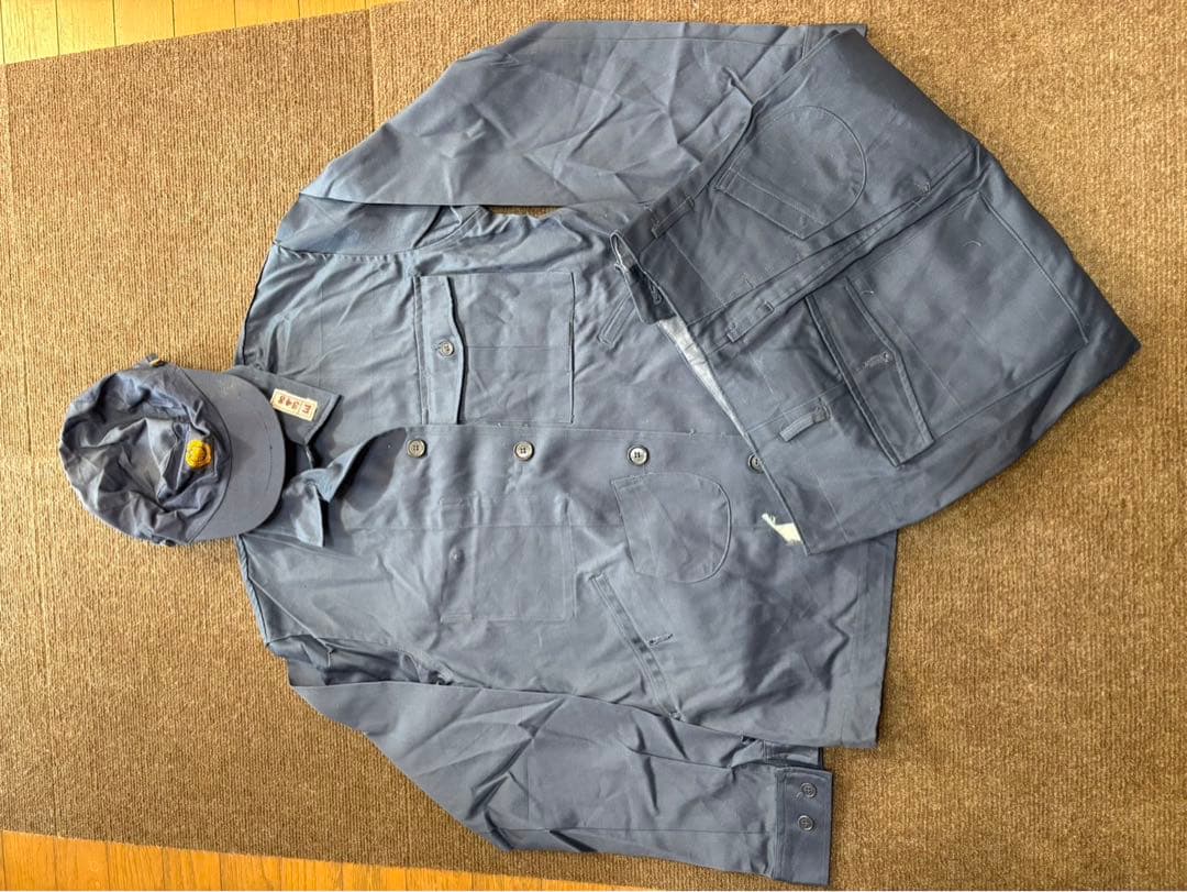 帽子付き　国鉄作業着　昭和41年　細形1号　上下セット