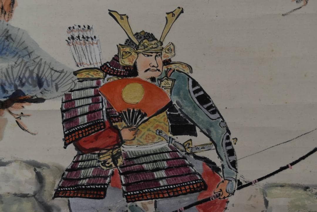 zcst）【真作】小川千甕/武者図/掛軸/名家伝来/AA-157