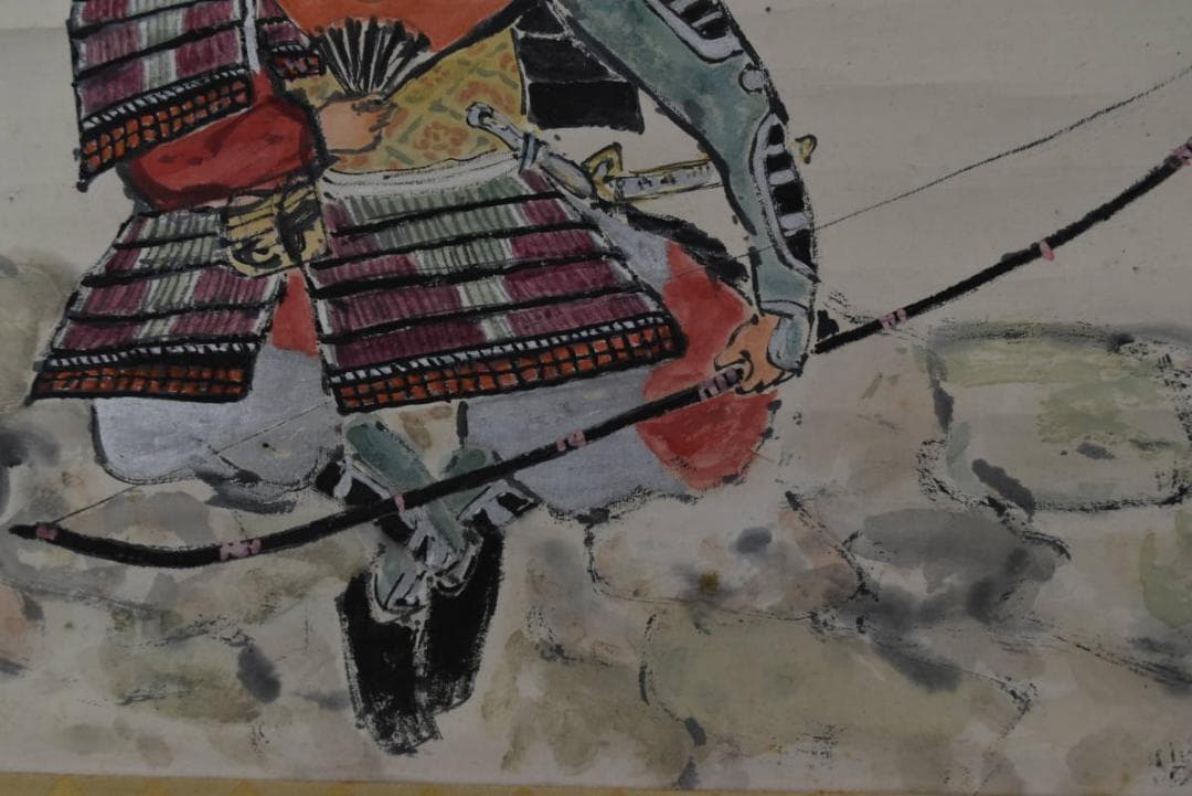 zcst）【真作】小川千甕/武者図/掛軸/名家伝来/AA-157