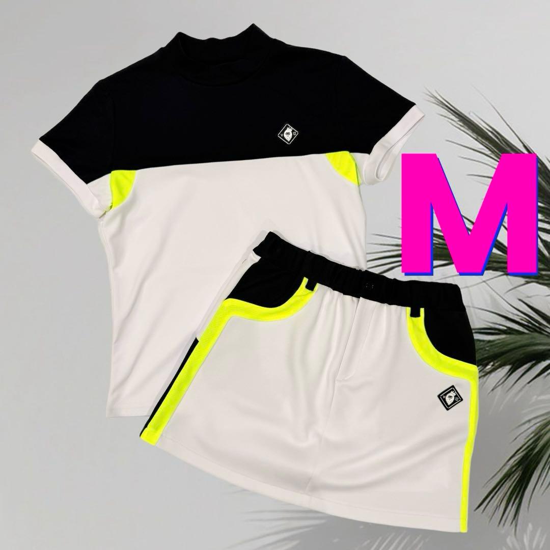 【新品】V12 レディース　半袖モックネック＆スカート　セットアップ　白M