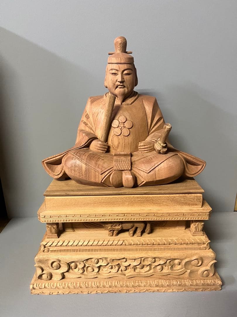 特別価格　菅原道真公　木彫り　欅材　天神様　学問の神様　大　24