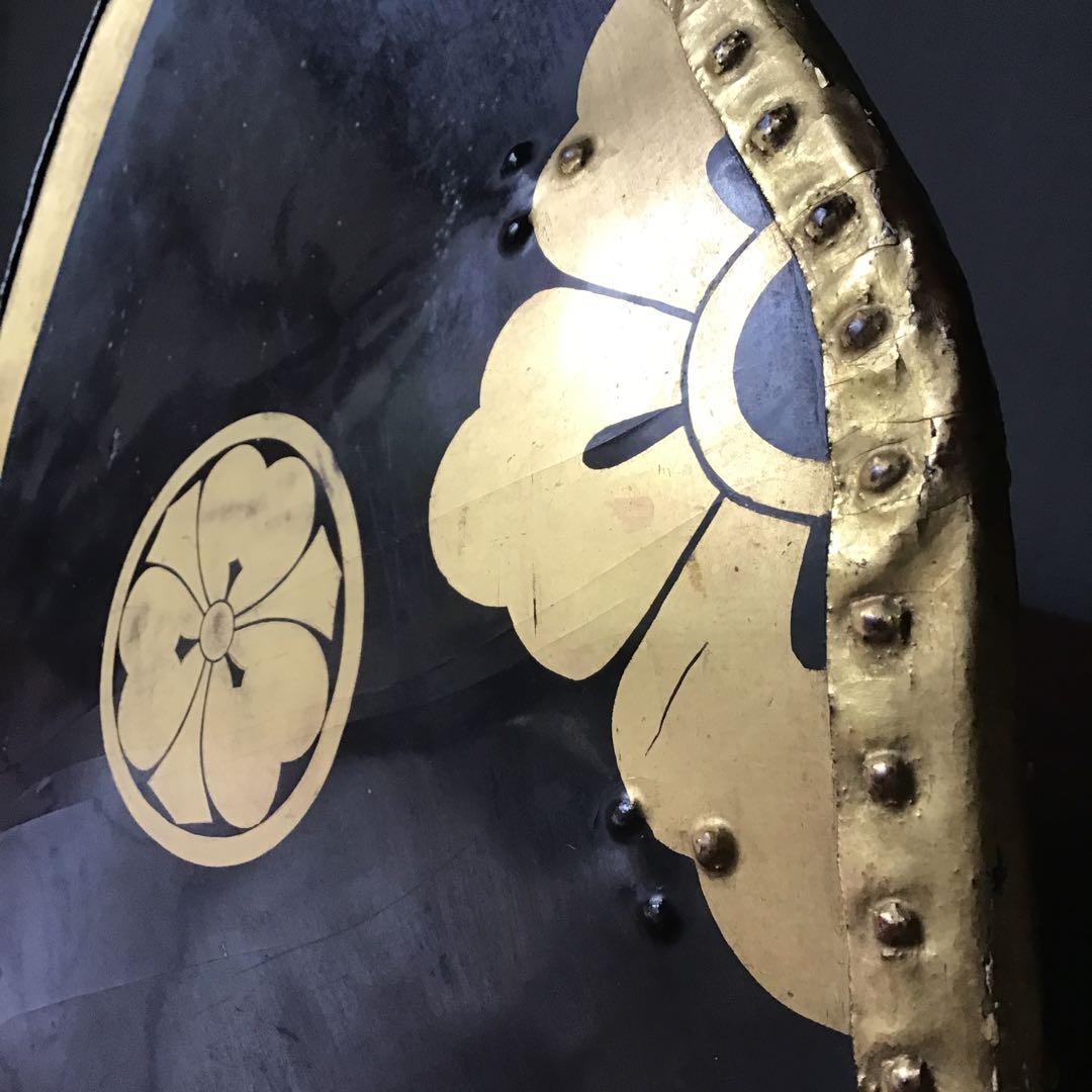 金　家紋入　革製高級　韮山笠　美品　江戸期　(酒井、成瀬　長宗我部、藤堂、村上)