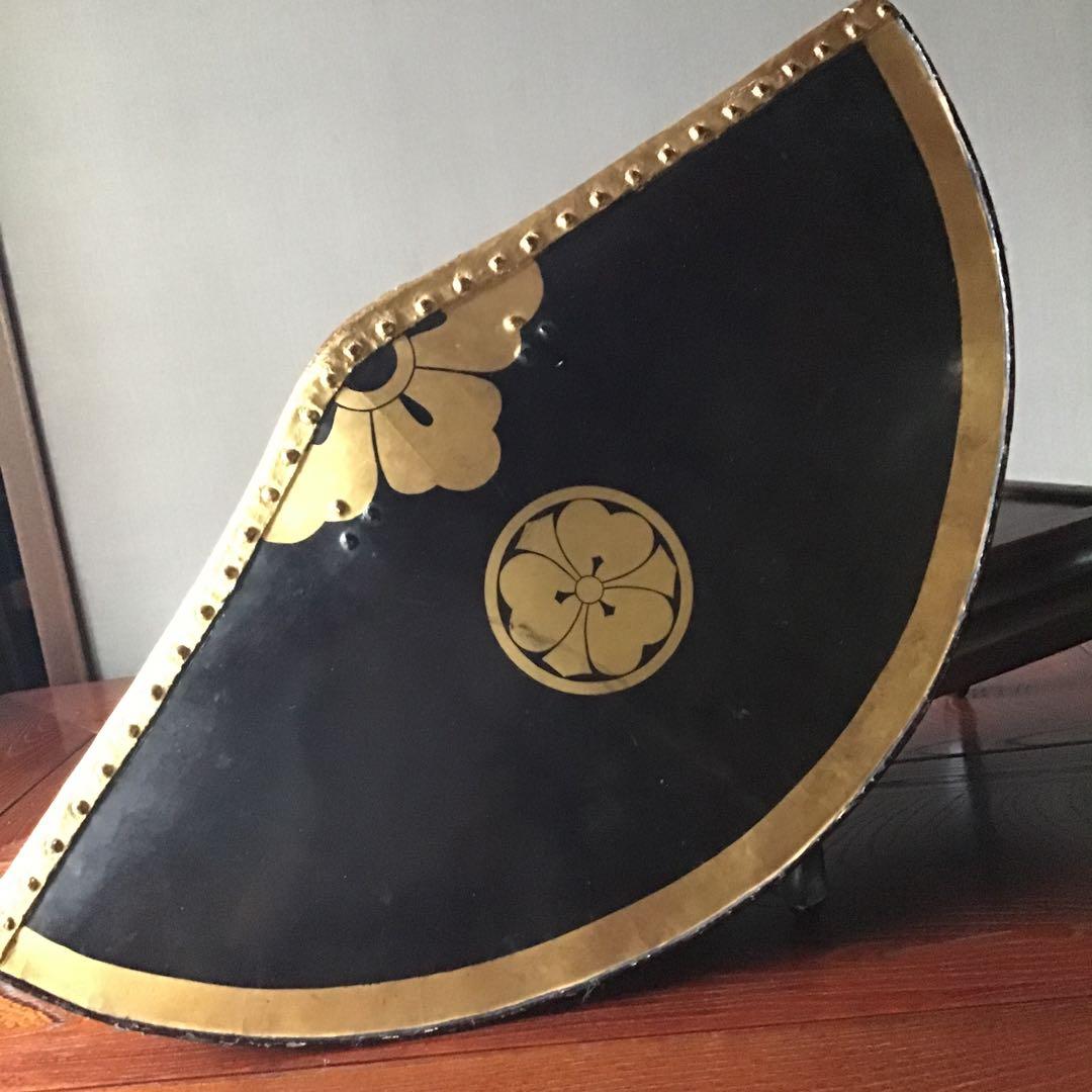 金　家紋入　革製高級　韮山笠　美品　江戸期　(酒井、成瀬　長宗我部、藤堂、村上)