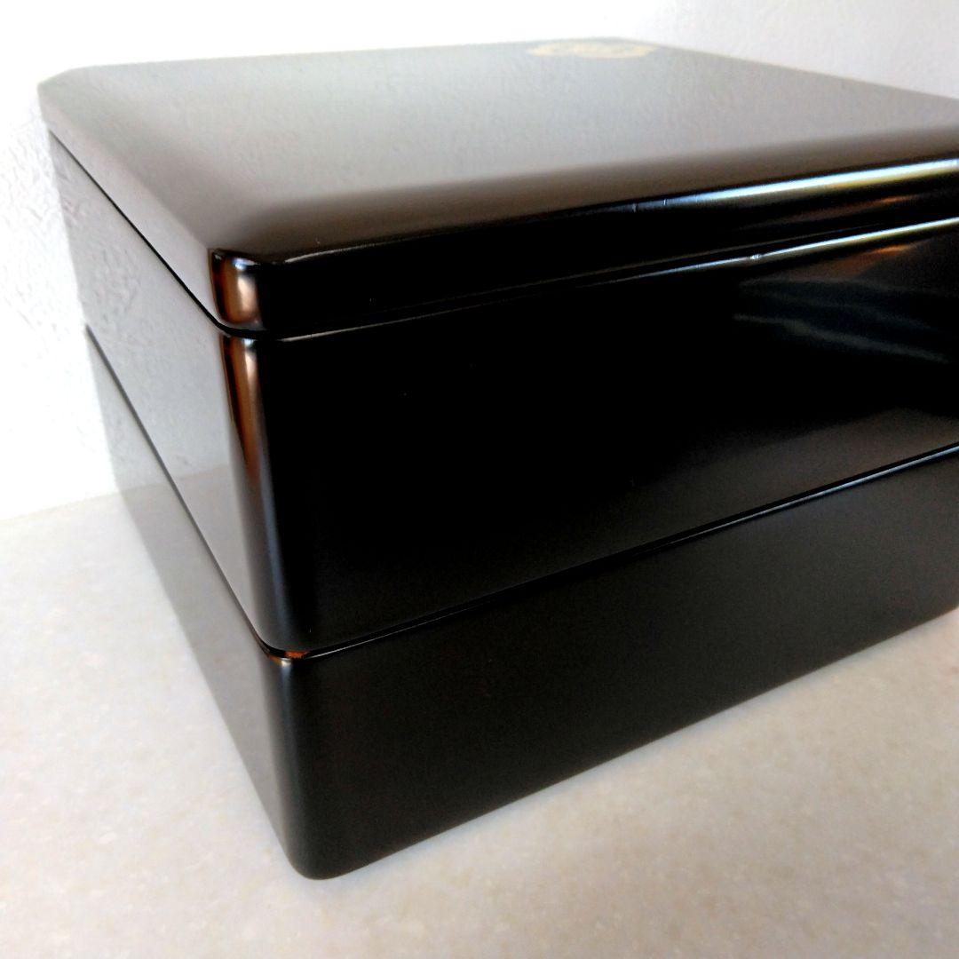 黒塗 二段重箱 漆黒 内朱塗 本漆 金彩 木製懐石 輪島塗 会津塗 好きな方へ