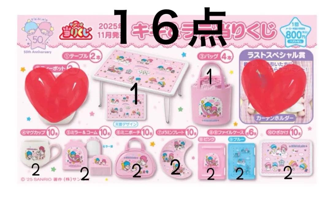 サンリオ　当たりくじ　キキララ　セミコンプ