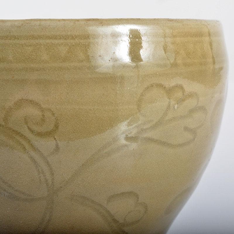 中国　龍泉窯　青磁　印刻花文　茶碗　V　R4254