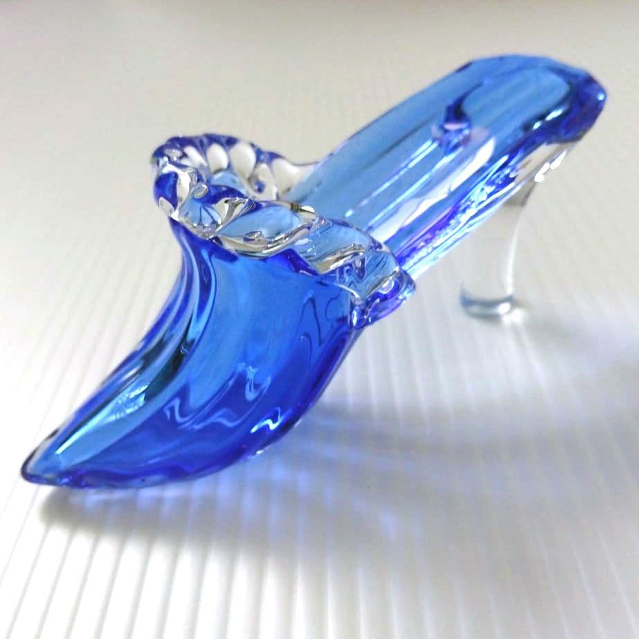 イタリア Murano ムラーノ ガラス オブジェ 置物 靴 ブルー ハイヒール