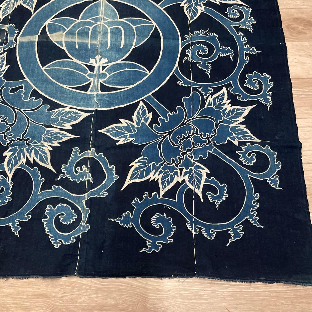 古布、4枚はぎあわせ、牡丹に橘柄