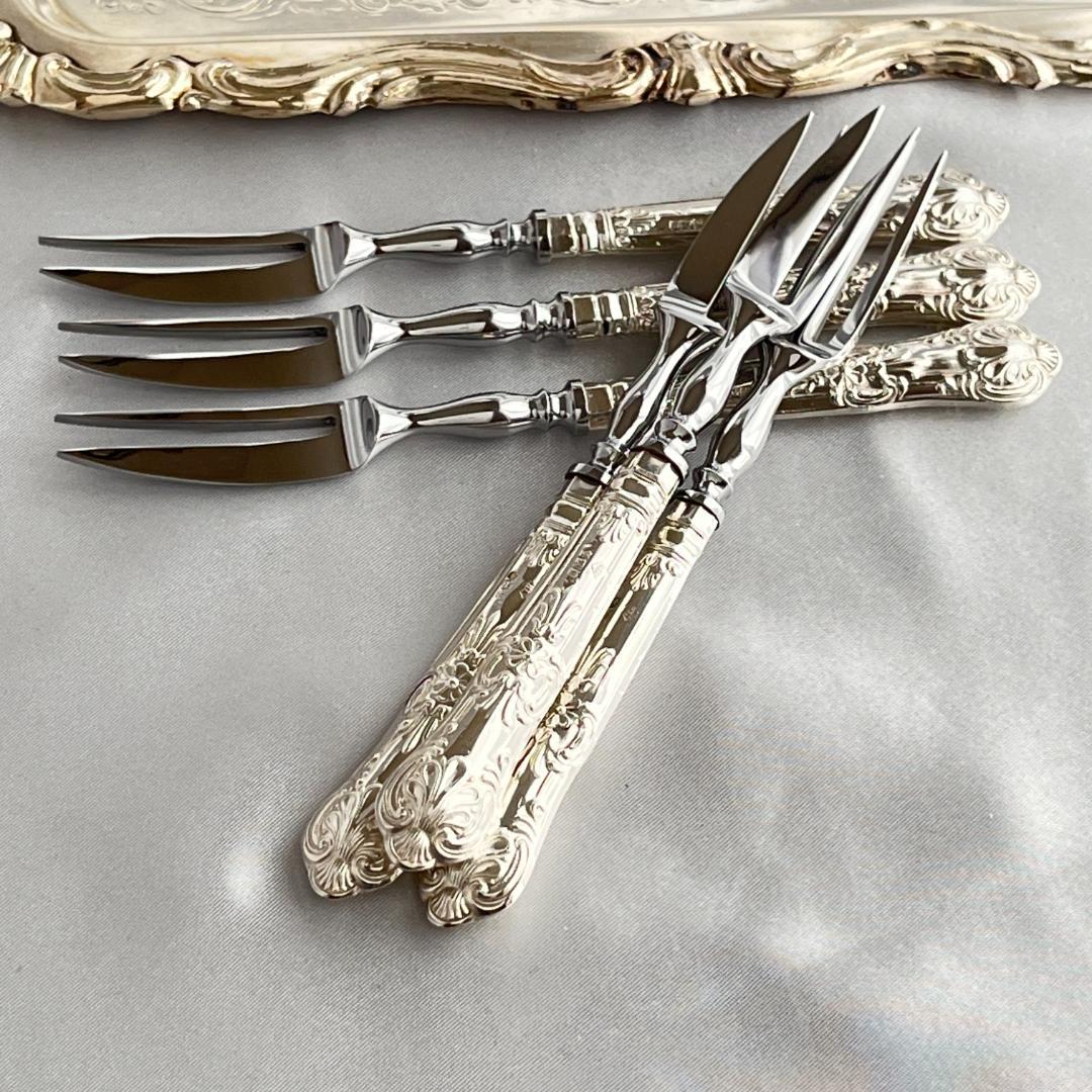 【Harrison Brothers】 【純銀ハンドル】ティーフォーク 6本