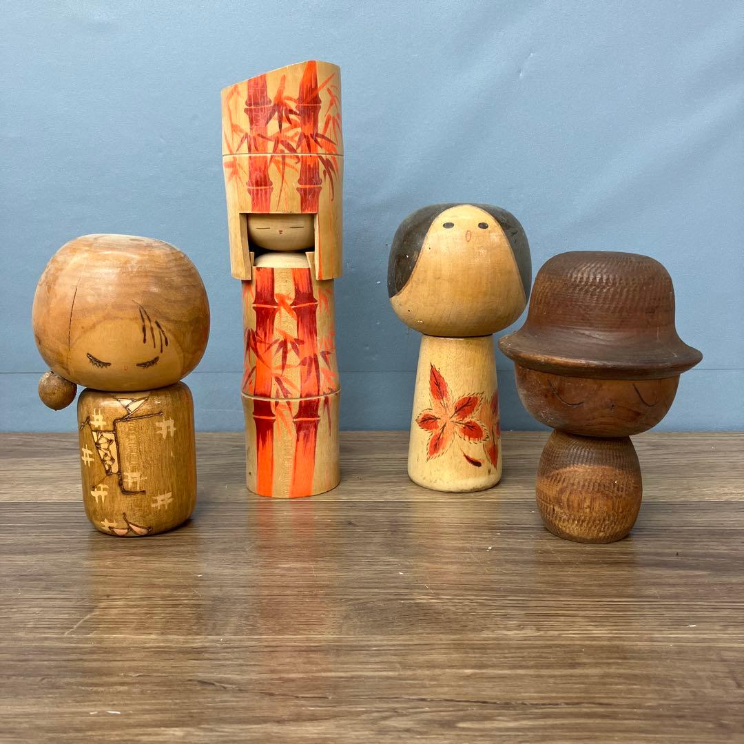 D-5 こけし 郷土玩具 伝統工芸品 木製人形 4点セット レトロ アンティーク