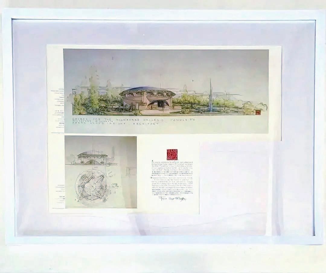 フランク・ロイド・ライト ポスター額装　教会設計図