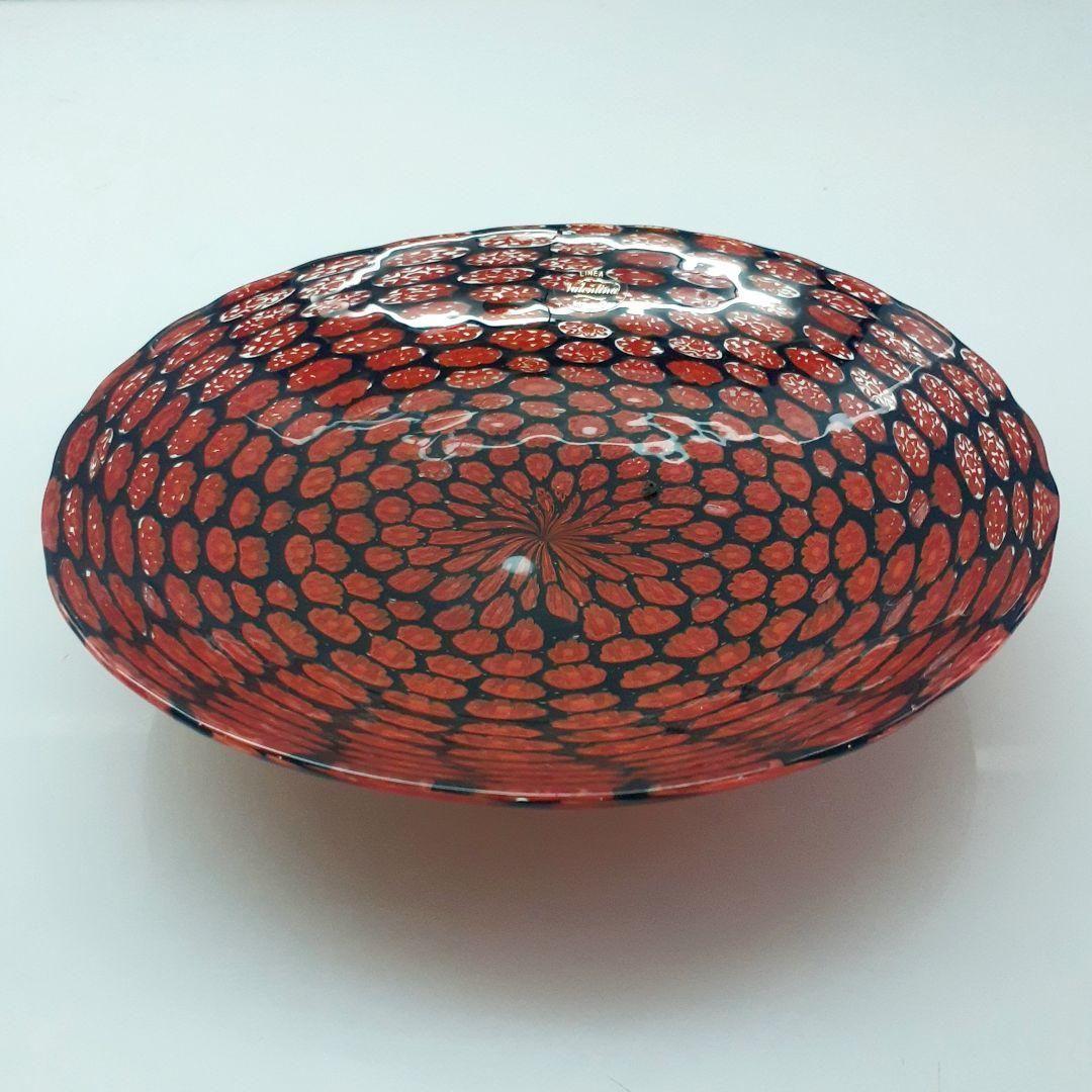 MURANO LINEA GLASS ムラノ レッド ミルフィオリ プレート 皿