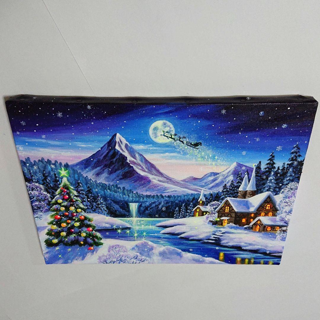 【Christmas③】アクリル画 F4 風景画 絵画