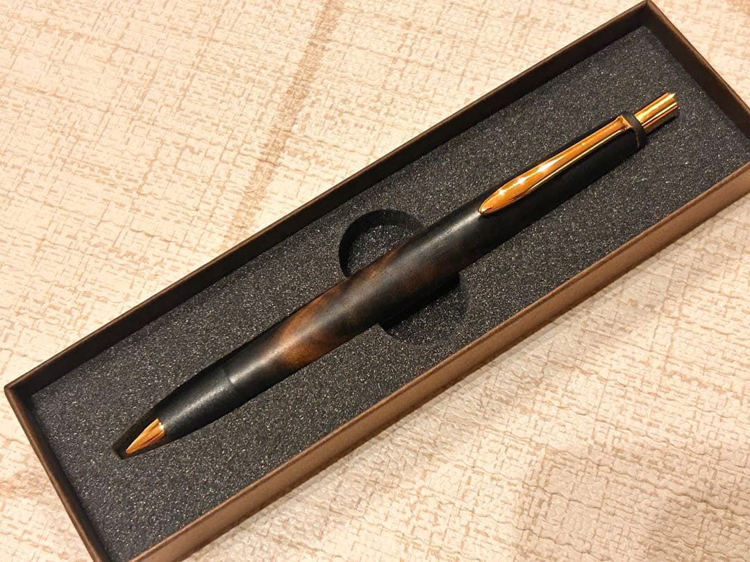 ボナンペン　シャープペン　黒柿　本店限定上杢　真鍮金具