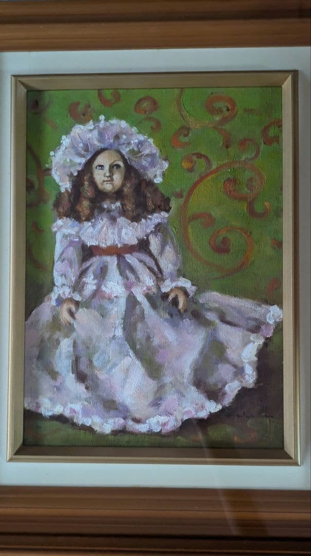 絵画　４号　加藤啓子　人形　油絵