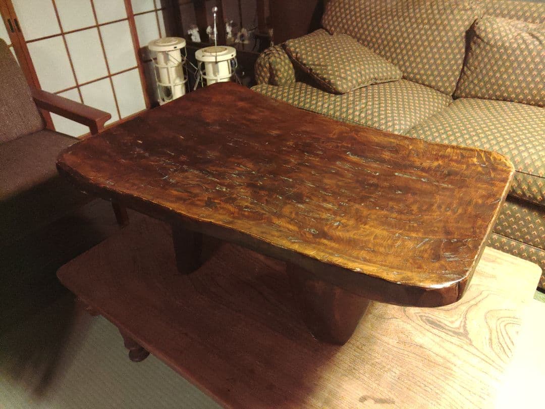 Poinciana様　アフリカ民芸品　無垢　座卓　テーブル　天然木　ヴィンテージ
