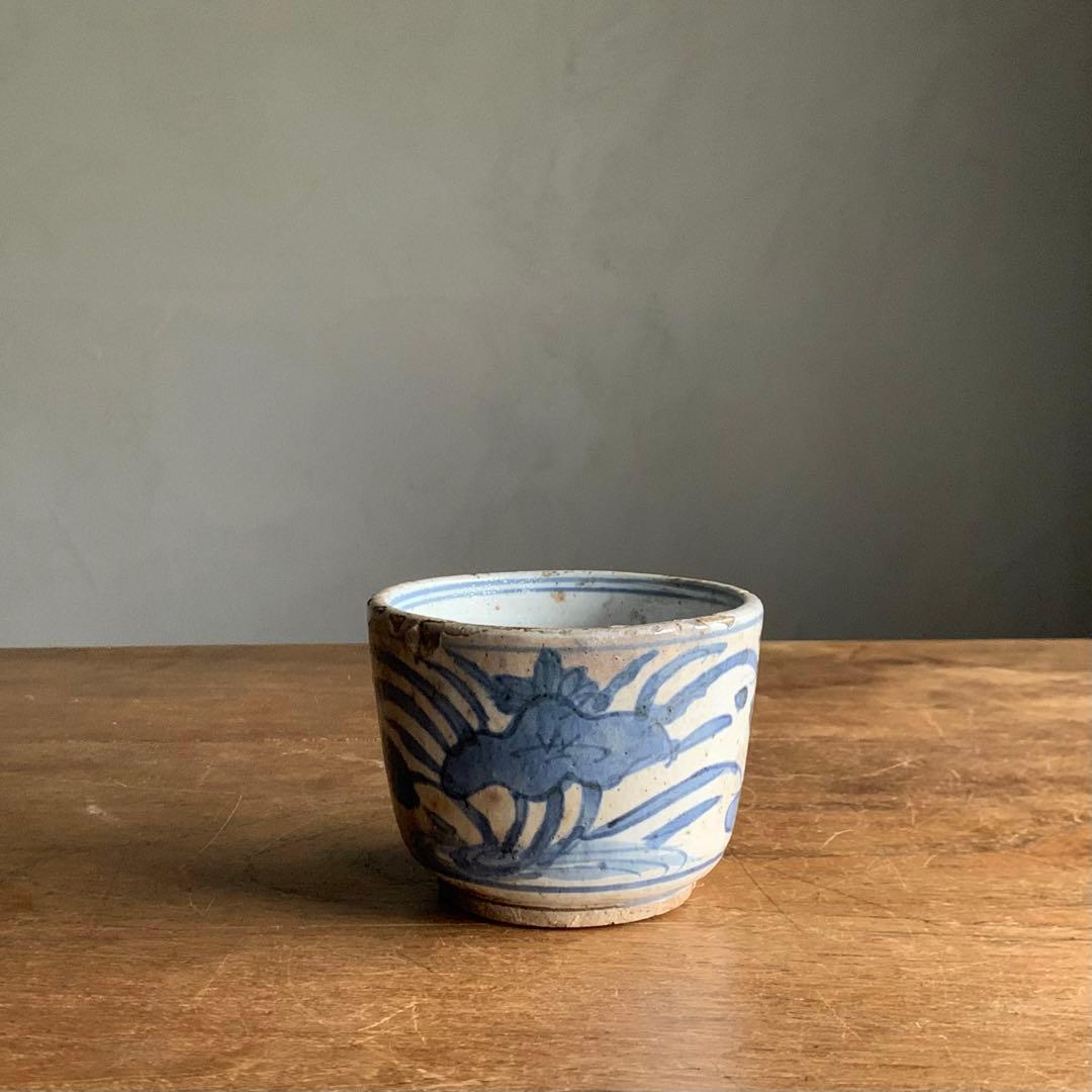 呉須染付 筒茶碗 火入れ 茶道具 古美術 古道具 アンティーク